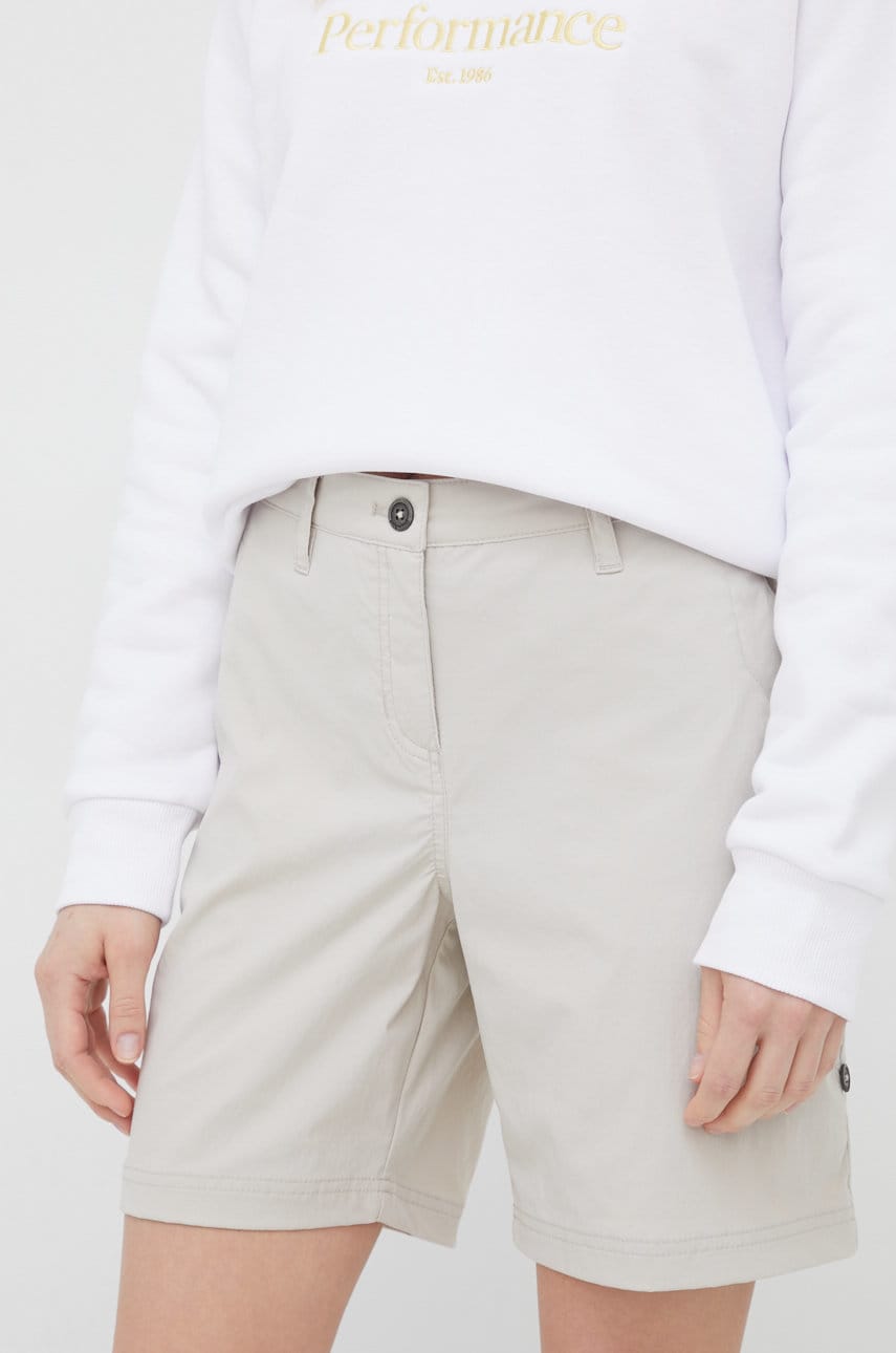 Jack Wolfskin pantaloni scurți outdoor Desert femei, culoarea bej, neted, medium waist