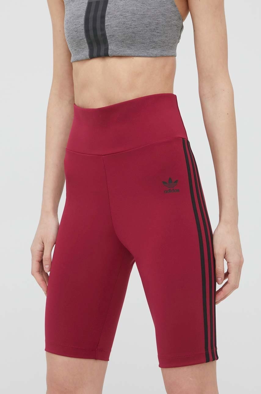 Adidas Originals Pantaloni Scurți Trefoil Moments HE0406 Femei, Culoarea Violet, Cu Imprimeu, High Waist HE0406-LEGBUR