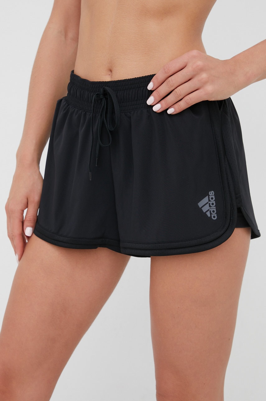 Adidas performance pantaloni scurți de antrenament club hf1769 femei, culoarea negru, neted, medium waist