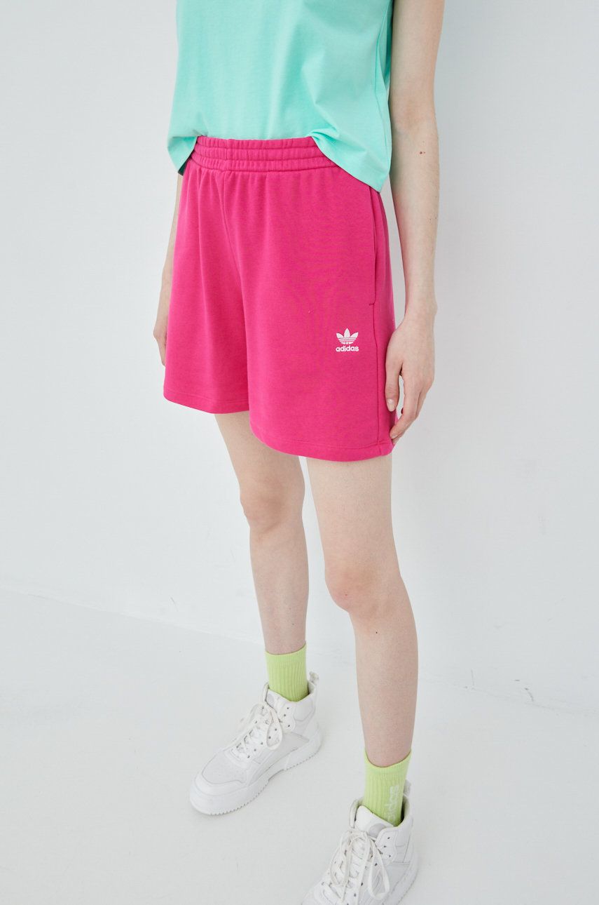 Adidas Originals szorty HG3943 damskie kolor różowy gładkie high waist