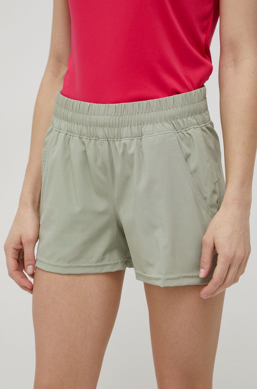 Columbia pantaloni scurți outdoor Alpine Chill Zero femei, culoarea verde, neted, medium waist answear.ro