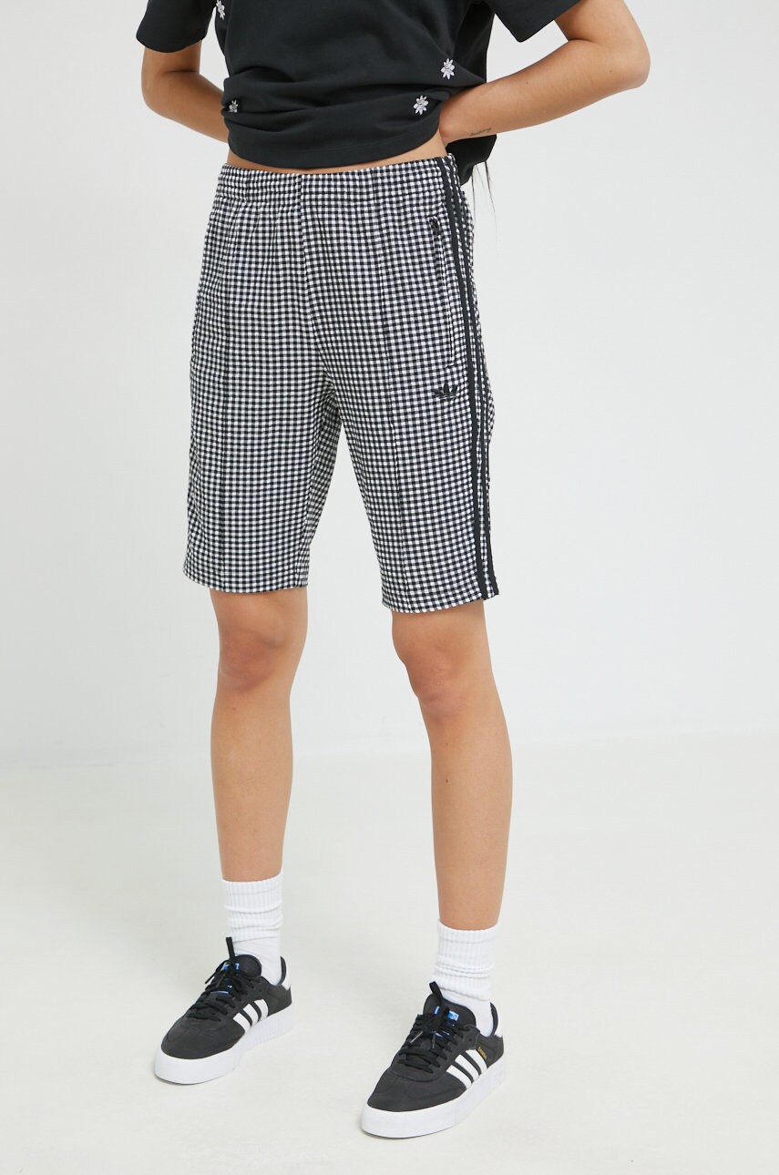 Adidas originals pantaloni scurti trefoil moments femei, culoarea negru, modelator, high waist