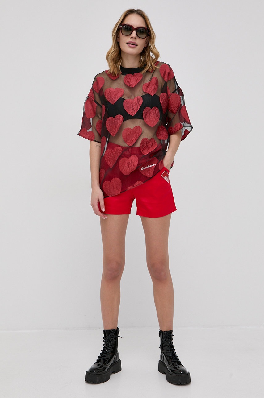 

Шорти Love Moschino жіноче колір червоний з аплікацією висока посадка