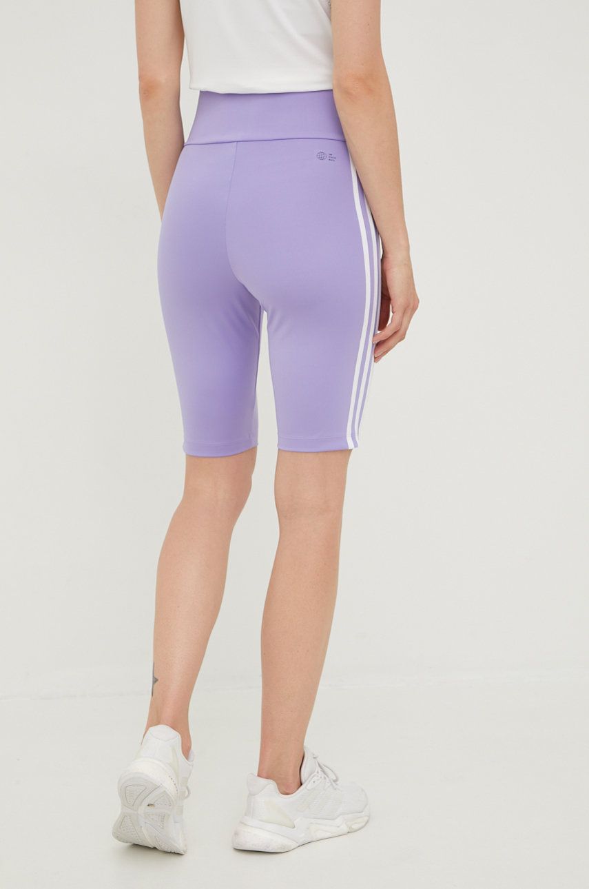 Adidas Originals Pantaloni Scurți Femei, Culoarea Violet, Cu Imprimeu, High Waist HE0408-LPURPL
