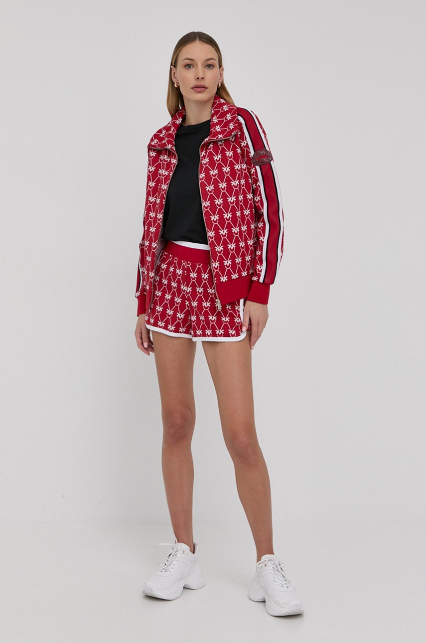 

Шорты Pinko женские цвет красный с узором высокая посадка