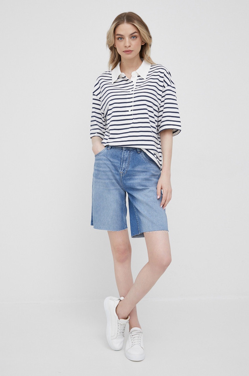 

Джинсовые шорты Pepe Jeans Violet Bermuda женские однотонные высокая посадка