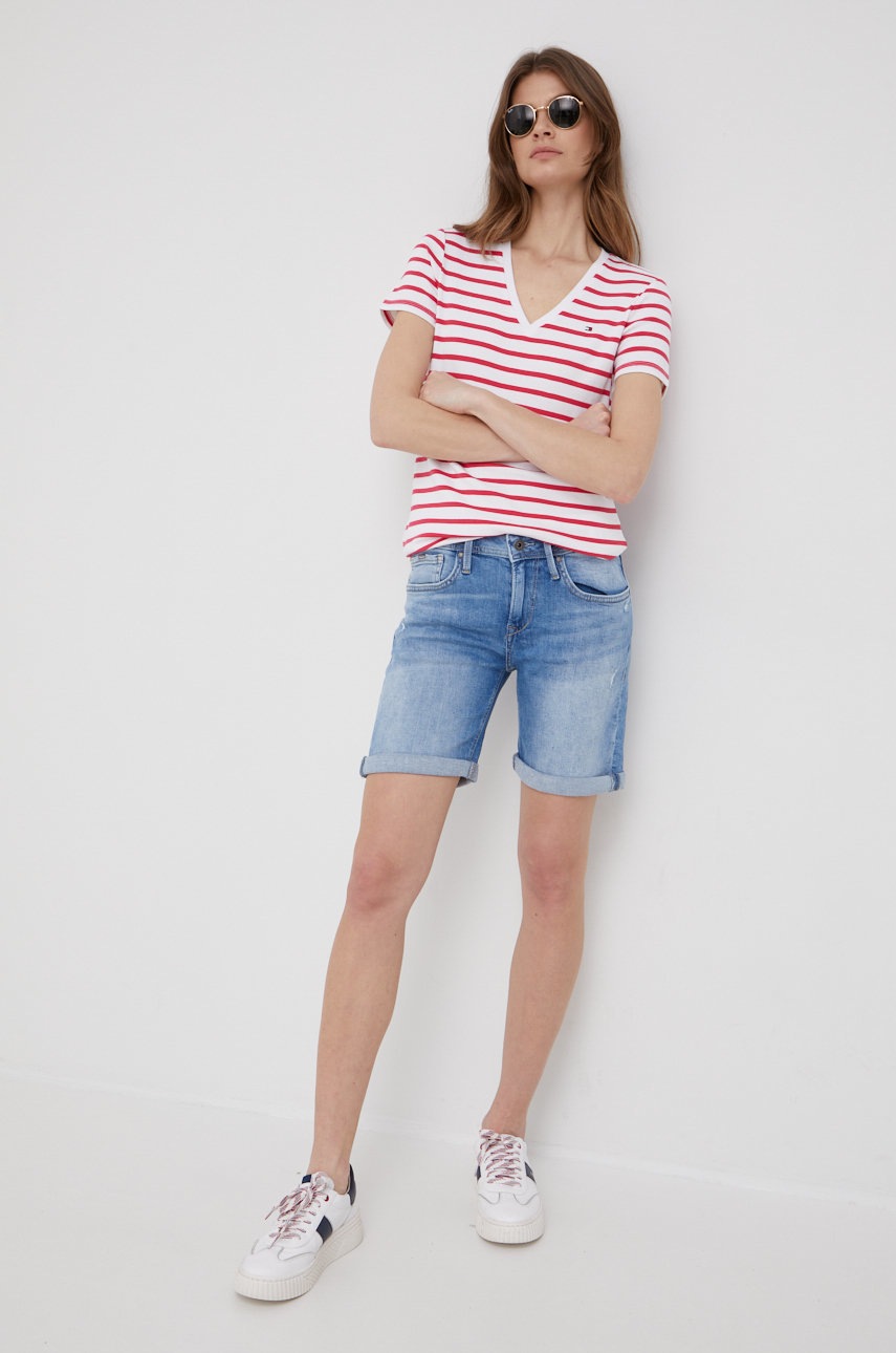 

Джинсові шорти Pepe Jeans Poppy жіночі однотонні висока посадка