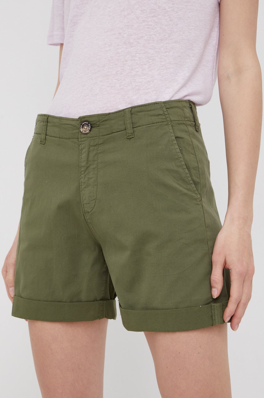 Pepe Jeans Pantaloni Scurti Junie Femei, Culoarea Verde, Neted, Medium Waist