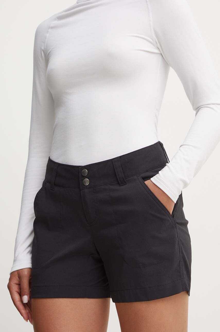 Columbia pantaloni scurți Saturday Trail femei, culoarea bleumarin, uni, medium waist 1533781