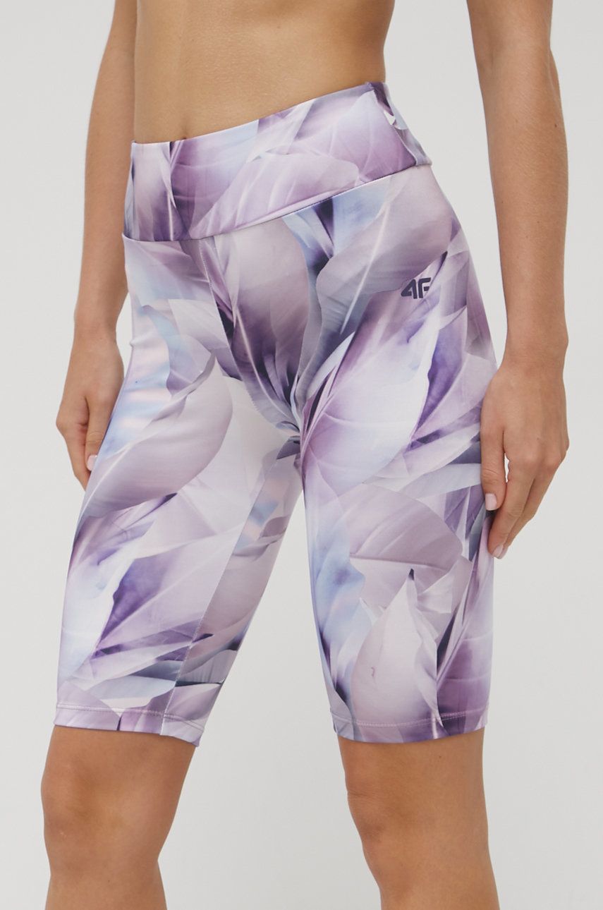 4F pantaloni scurti de antrenament femei culoarea violet modelator high waist