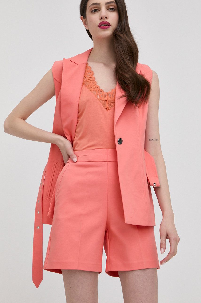 Kraťasy Morgan dámské, oranžová barva, hladké, high waist - oranžová -  Podšívka: 100% Polyeste