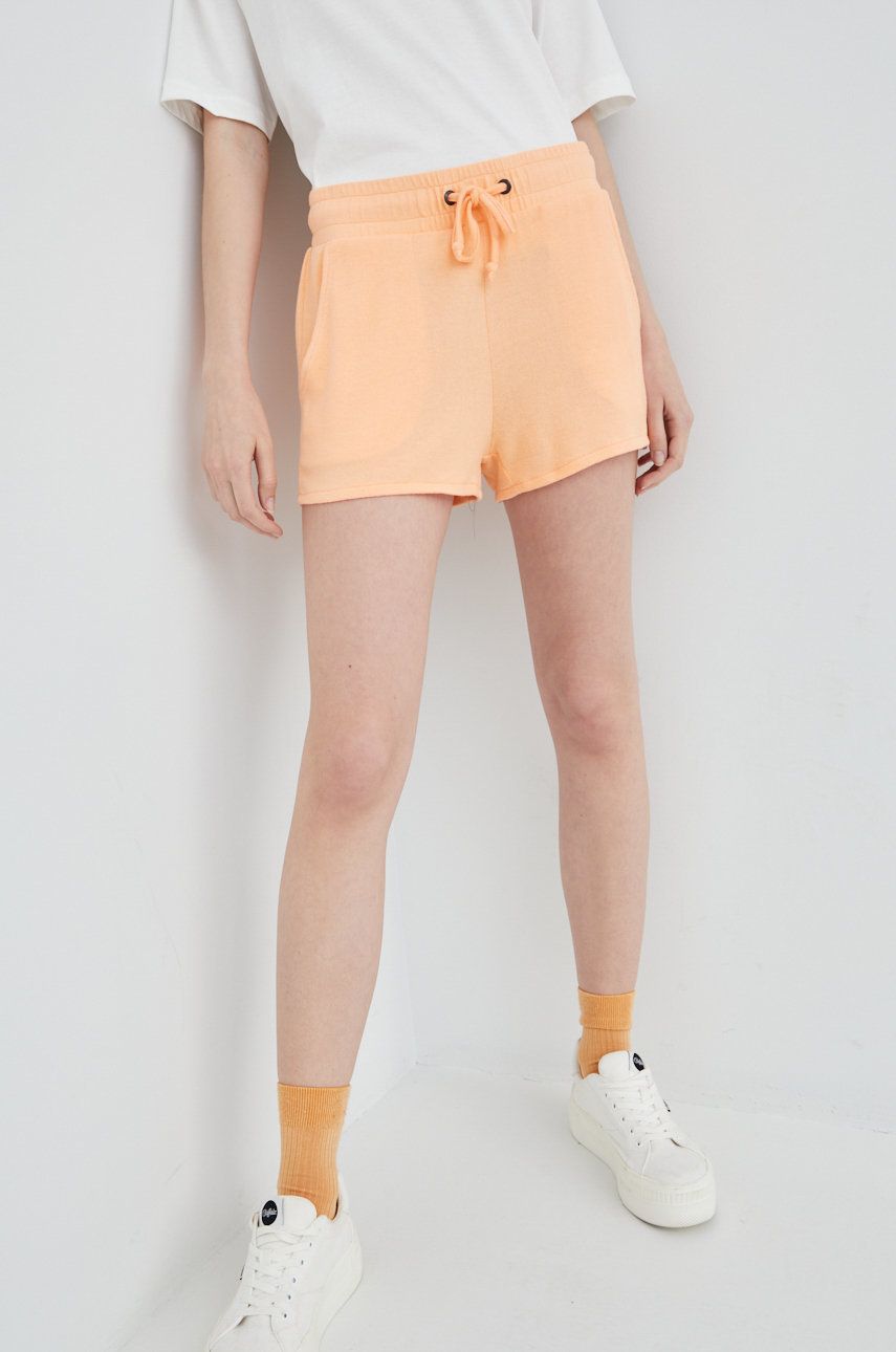 Levně Kraťasy Roxy dámské, oranžová barva, melanžové, high waist