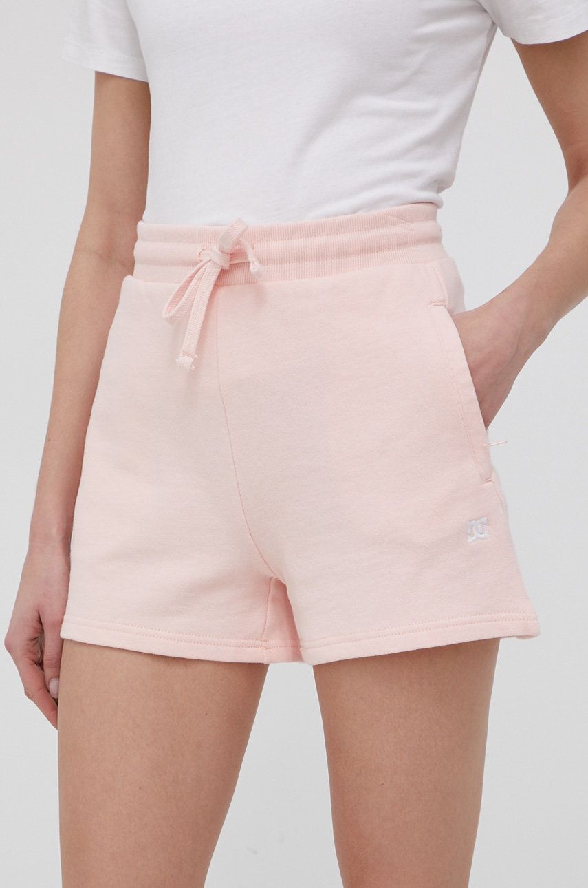 E-shop Bavlněné šortky Dc dámské, růžová barva, hladké, high waist