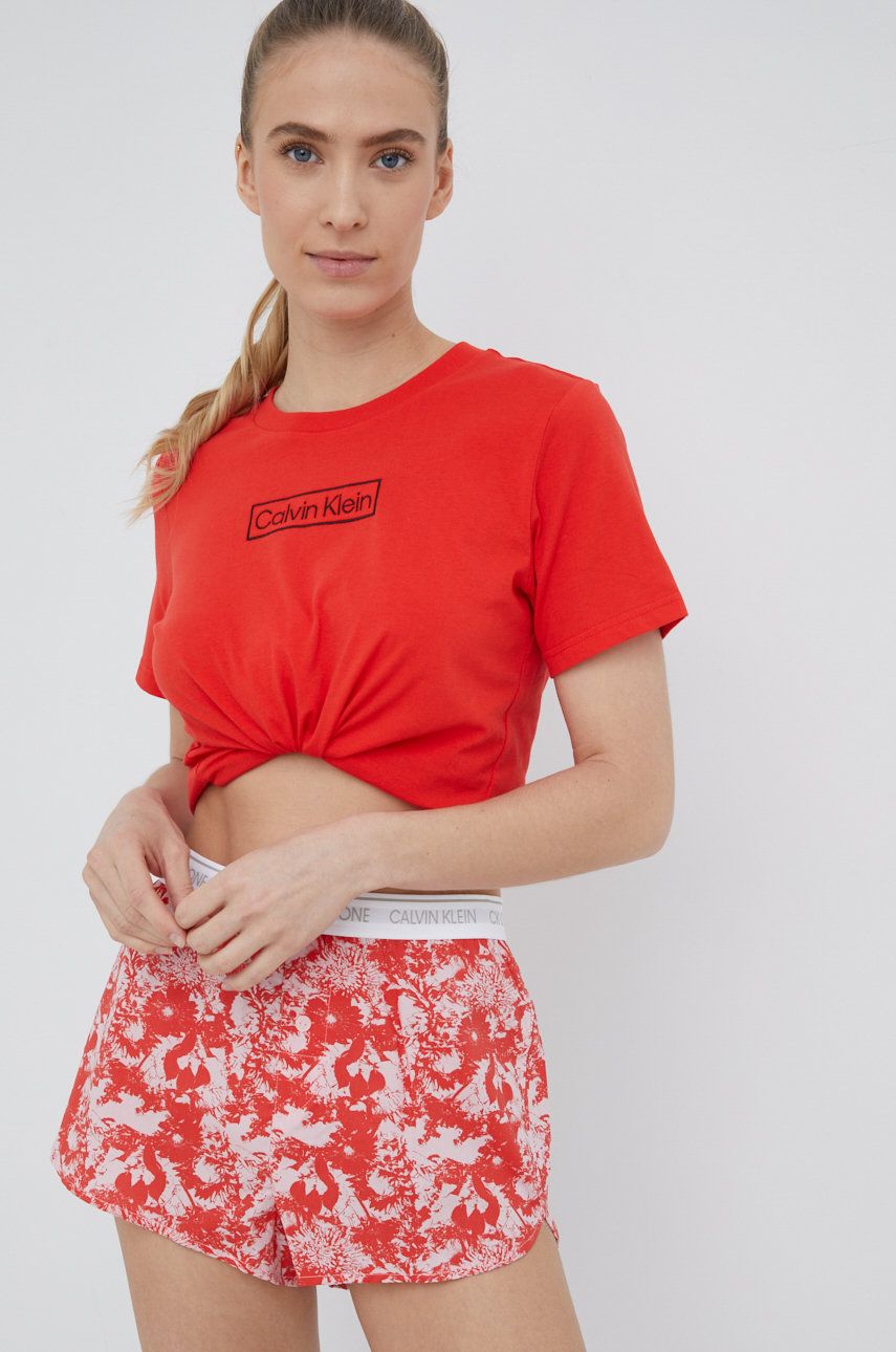 Calvin Klein Underwear szorty piżamowe bawełniane kolor czerwony