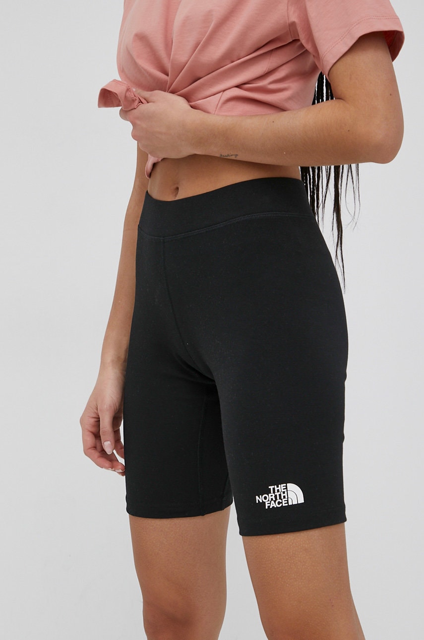 The North Face Pantaloni Scurti Femei, Culoarea Negru, Cu Imprimeu, High Waist