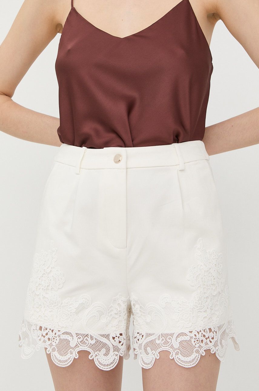 Morgan szorty damskie kolor biały z aplikacją high waist