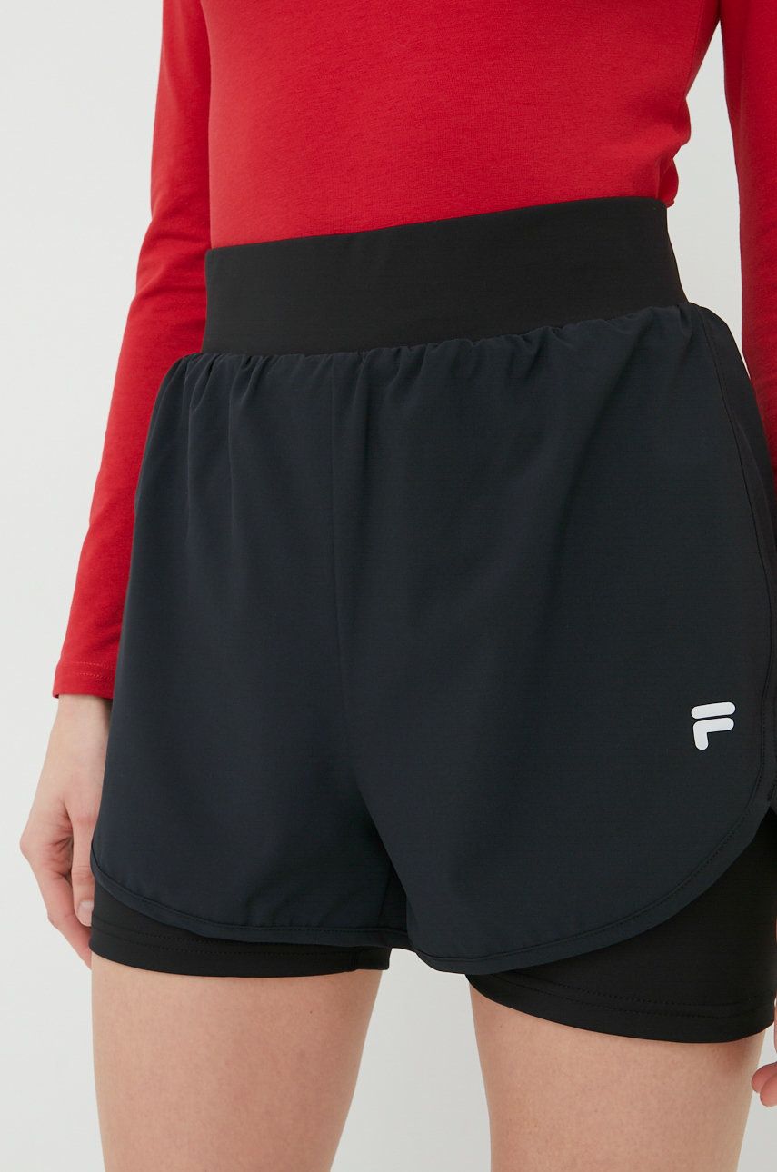 Fila szorty treningowe Rennes damskie kolor czarny gładkie high waist