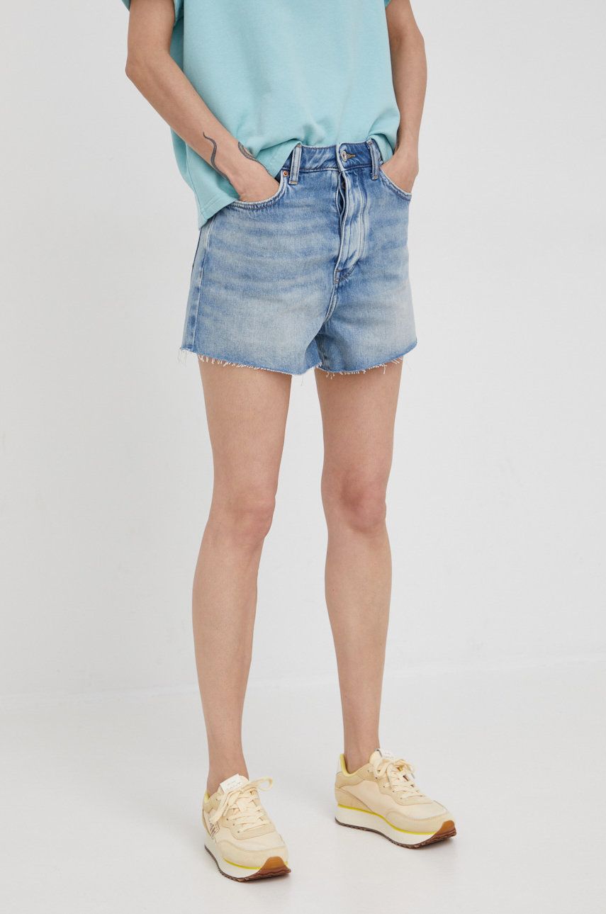 Levně Džínové šortky Mustang High Rise Shorts dámské, hladké, high waist