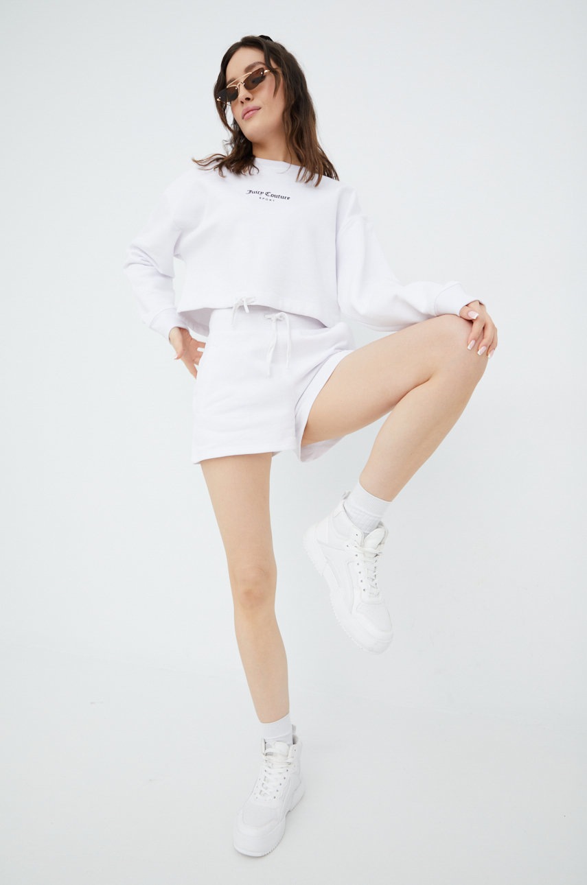 

Шорти Juicy Couture колір білий з принтом середня посадка