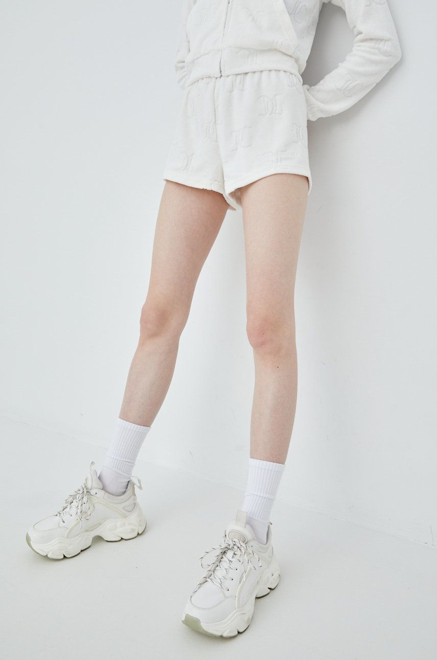 Juicy Couture szorty damskie kolor biały gładkie high waist