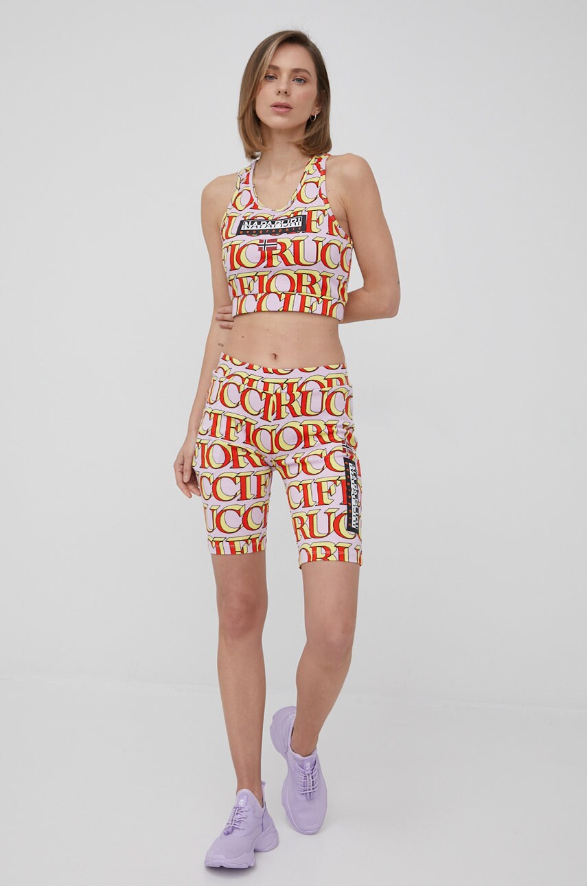 Napapijri pantaloni scurti napapijri x fiorucci femei, modelator, medium waist