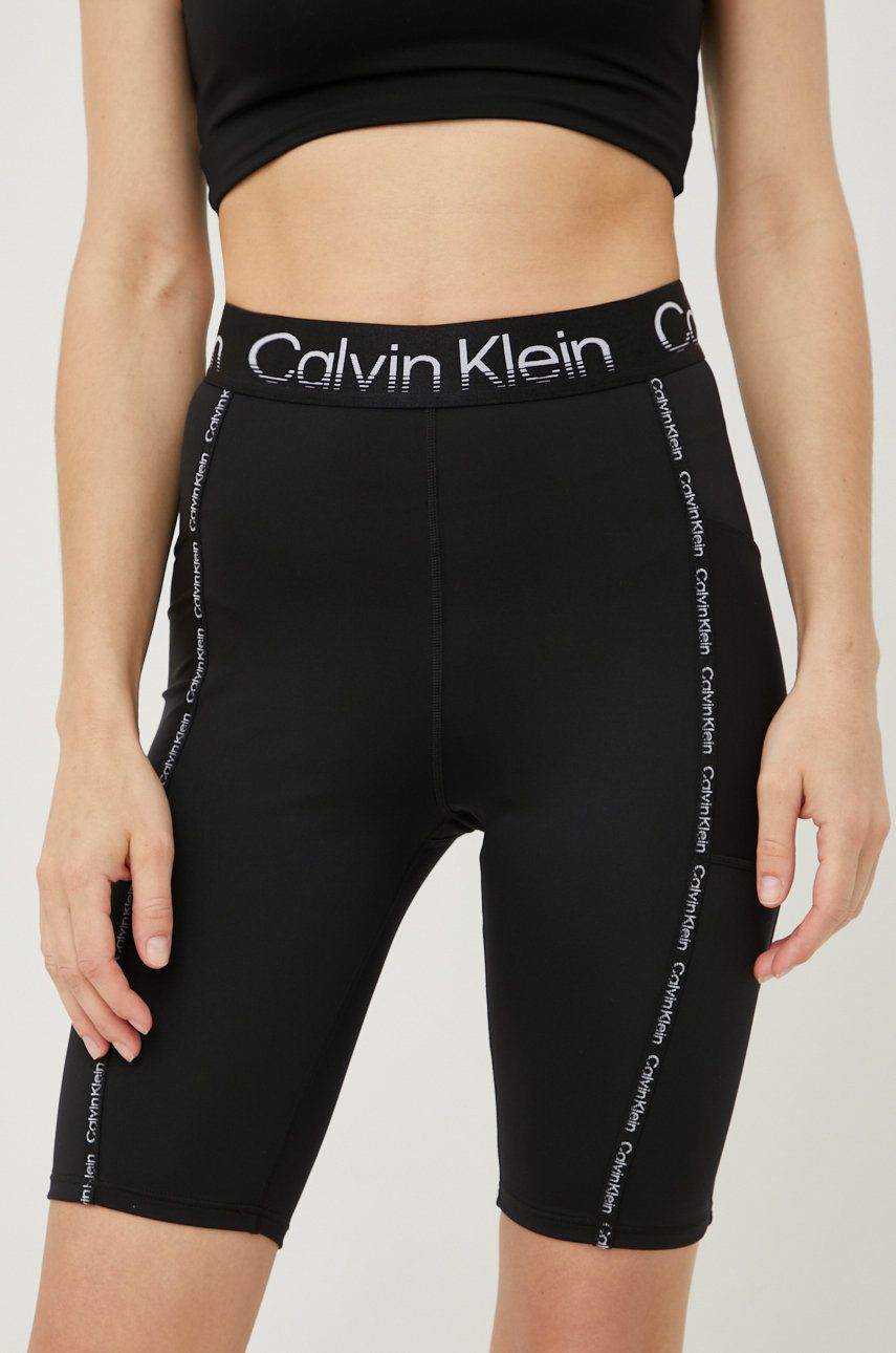 Calvin Klein Performance szorty treningowe Active Icon damskie kolor czarny z nadrukiem high waist