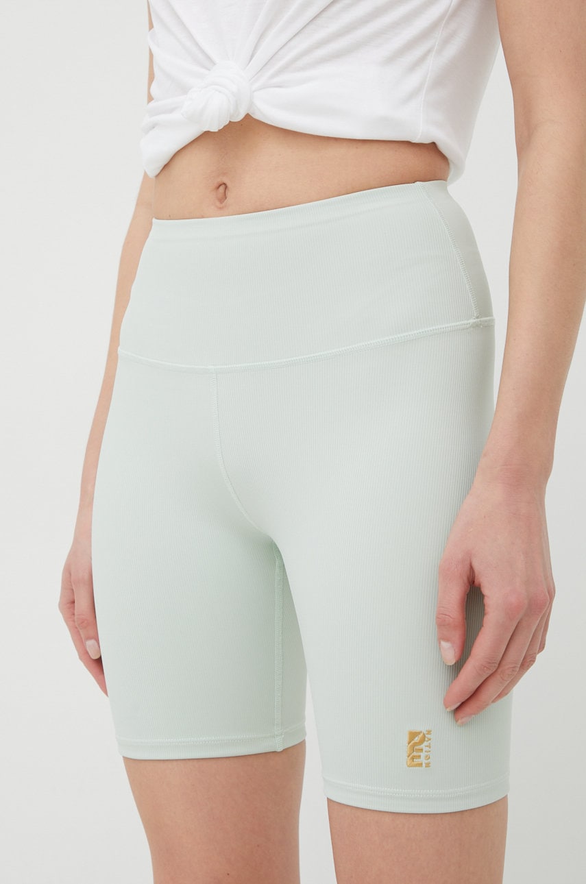 P.e Nation Pantaloni Scurti De Antrenament Universal Femei, Culoarea Verde, Neted, High Waist