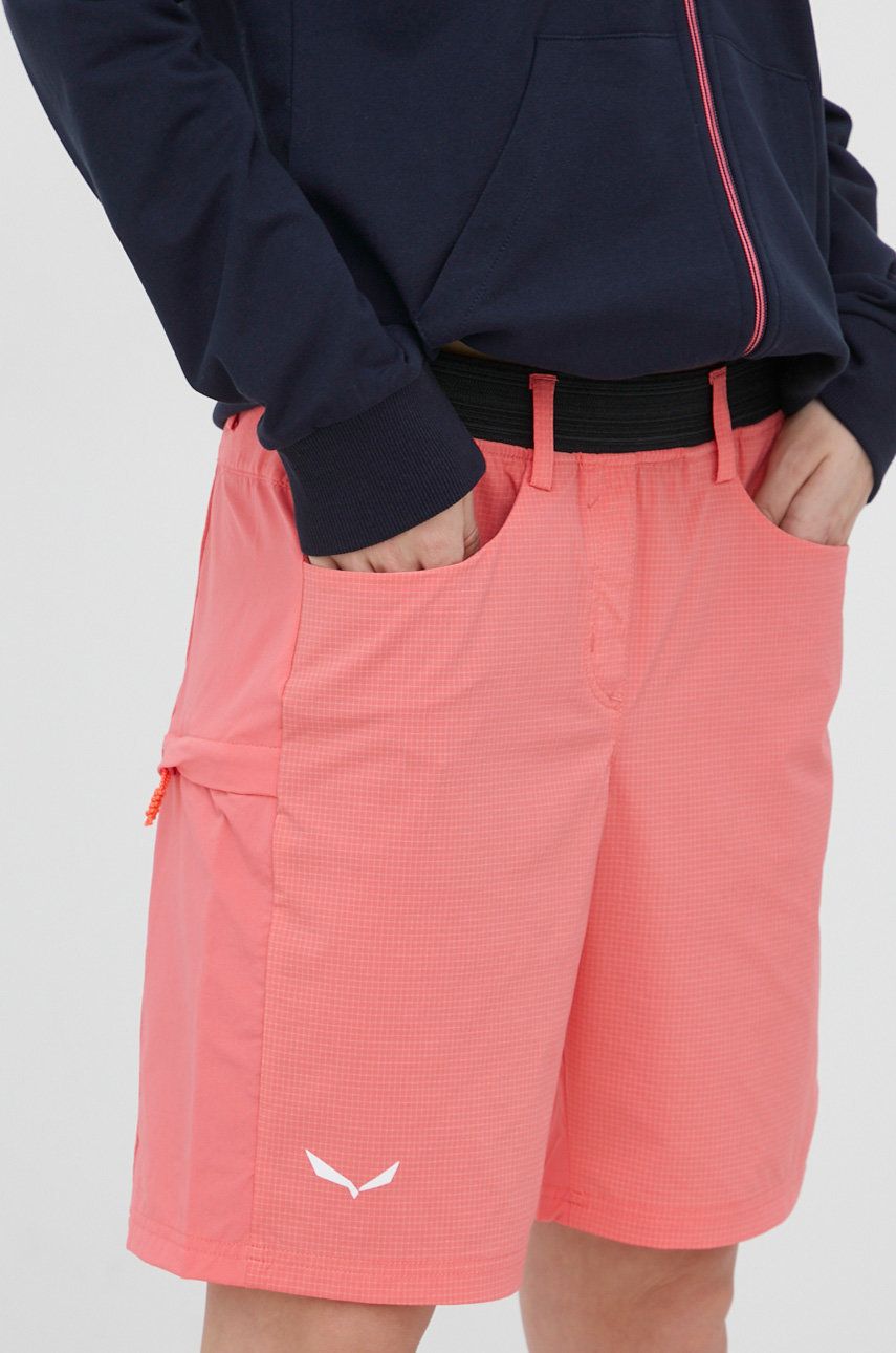 Salewa pantaloni scurți outdoor Puez 3 femei, culoarea portocaliu, modelator, medium waist