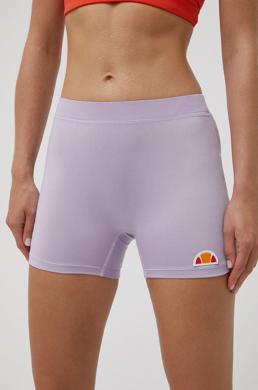 Levně Kraťasy Ellesse dámské, fialová barva, hladké, medium waist