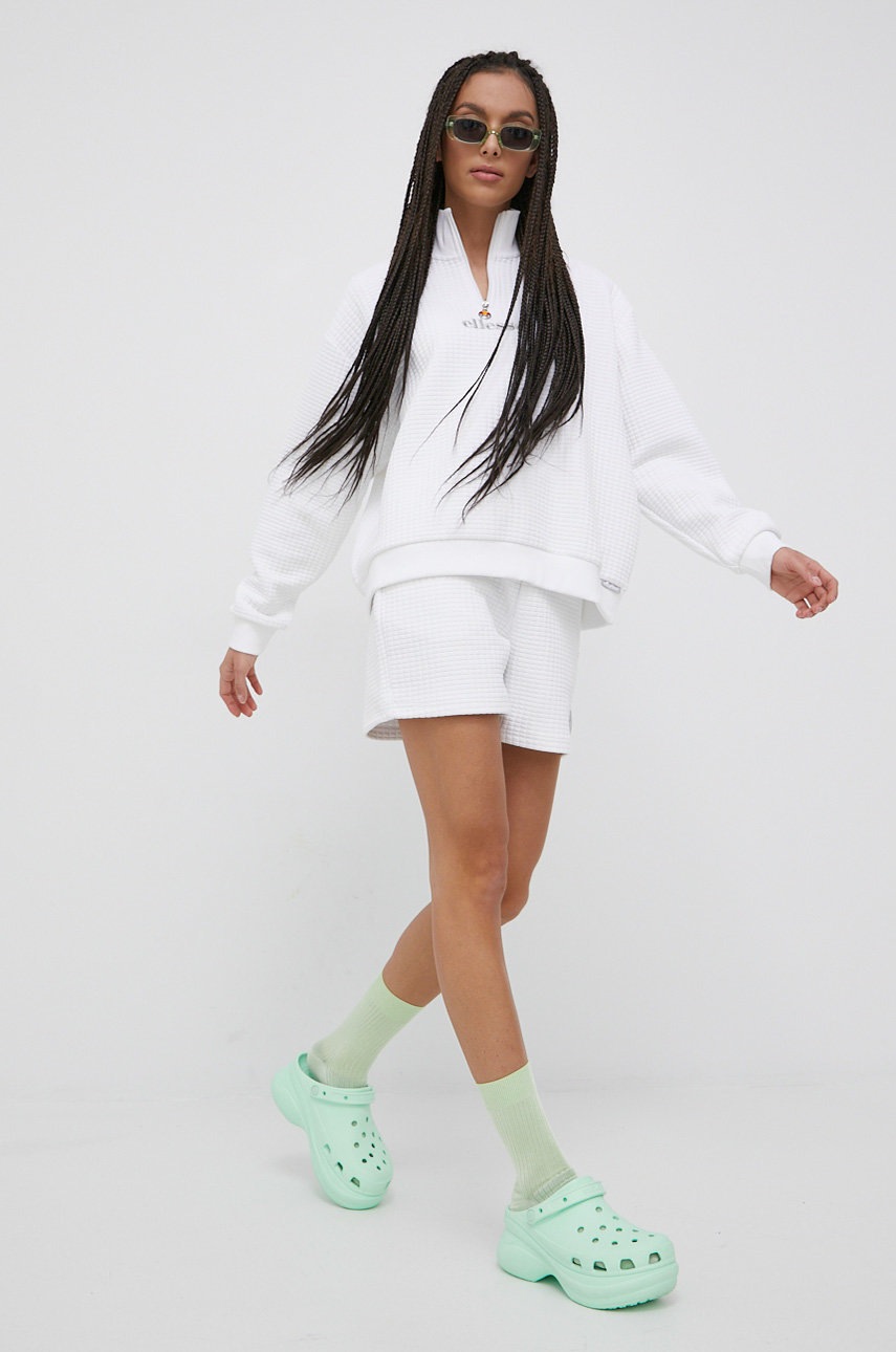 

Шорты Ellesse женские цвет белый однотонные высокая посадка
