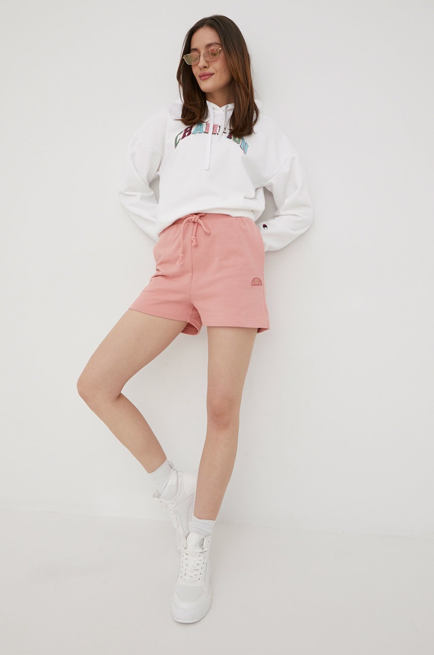 

Хлопковые шорты Ellesse женские цвет розовый однотонные высокая посадка