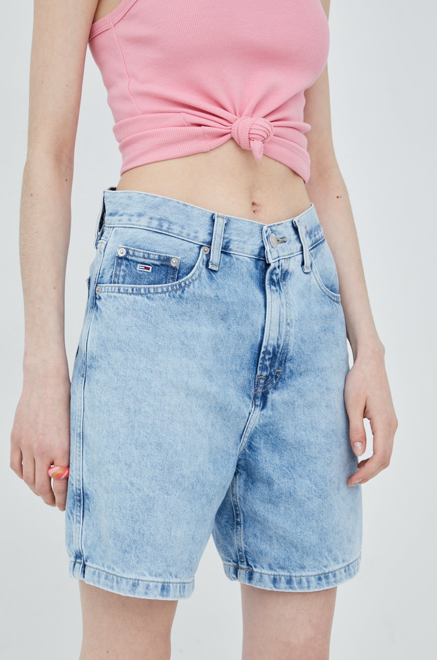 

Джинсовые шорты Tommy Jeans женские однотонные высокая посадка
