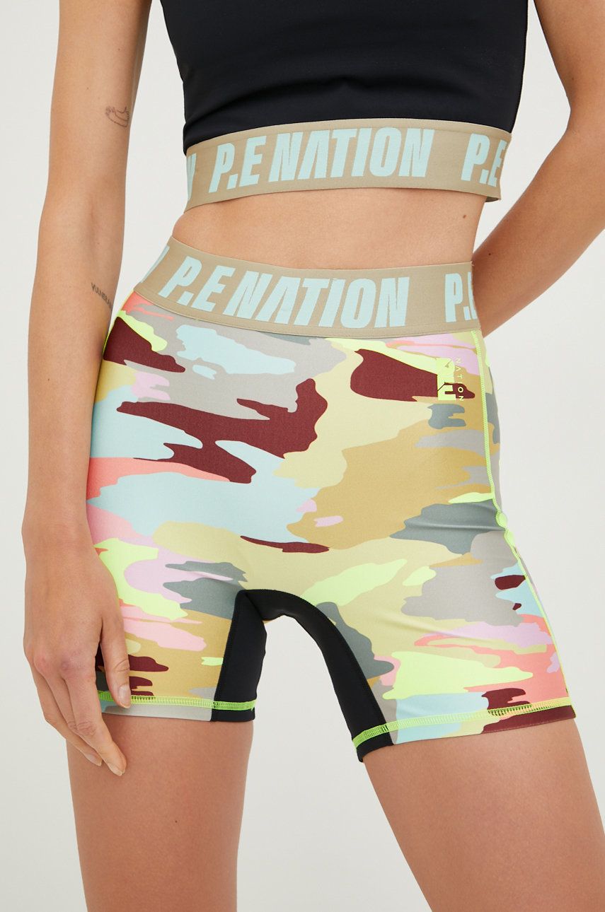 Tréninkové šortky P.E Nation Longitude dámské, vzorované, high waist - vícebarevná -  Materiál 