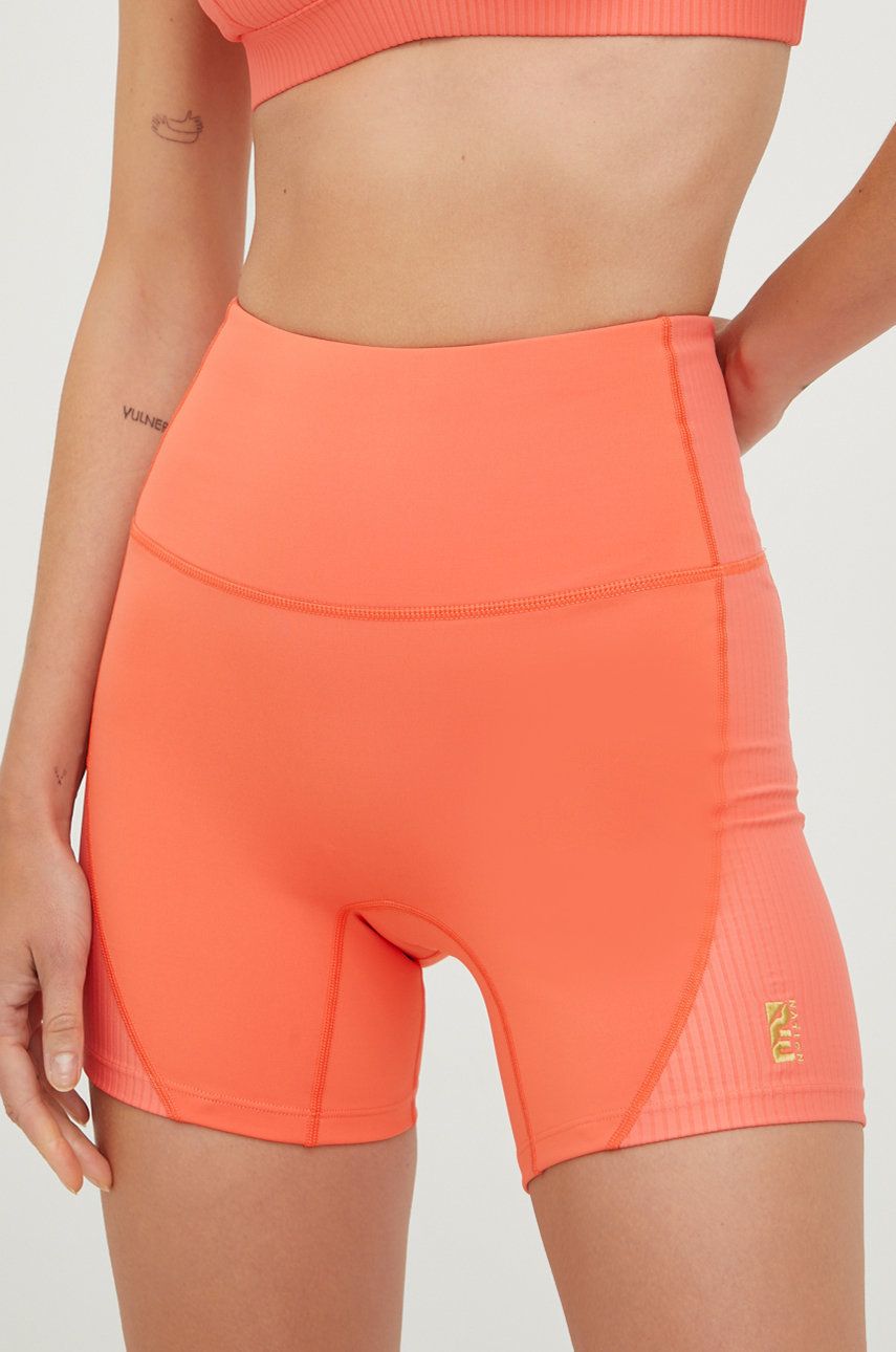 P.E Nation pantaloni scurți de antrenament Free Play femei, culoarea portocaliu, modelator, high waist answear.ro