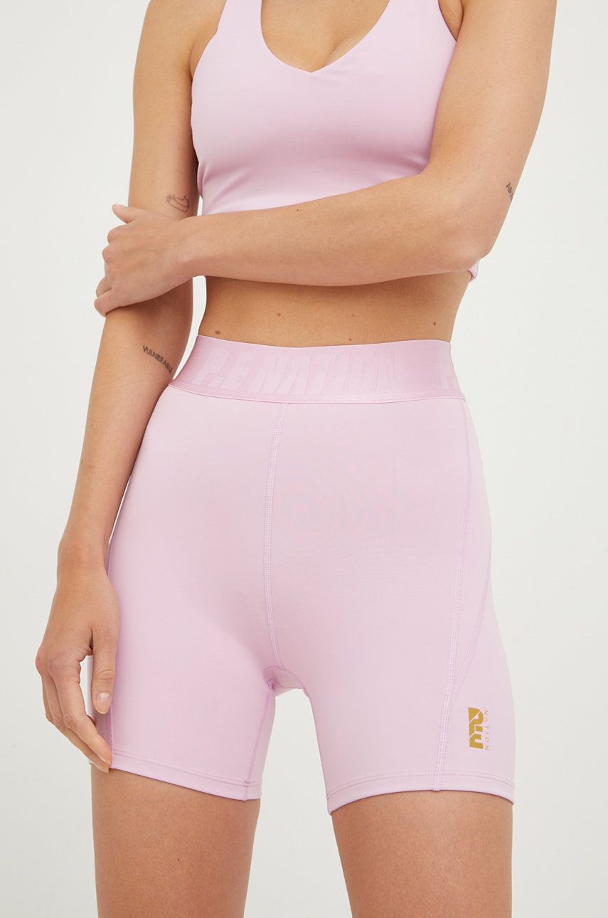 P.E Nation szorty treningowe Backcheck damskie kolor różowy z nadrukiem high waist