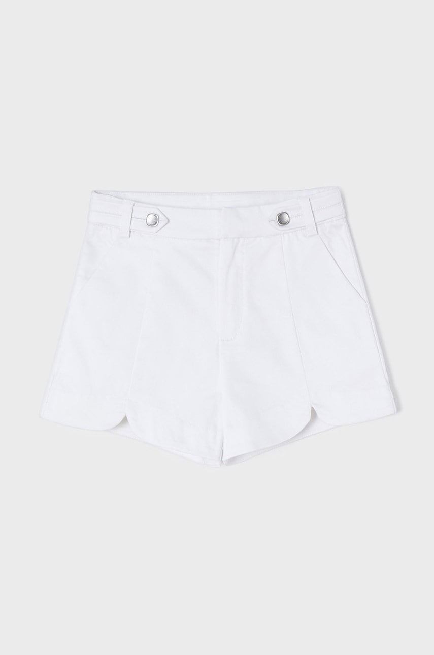 Mayoral pantaloni scurti copii culoarea alb, neted