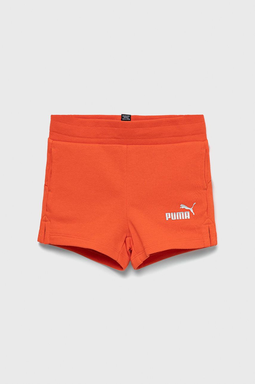Puma pantaloni scurti copii 846963 culoarea portocaliu, cu imprimeu, talie reglabila