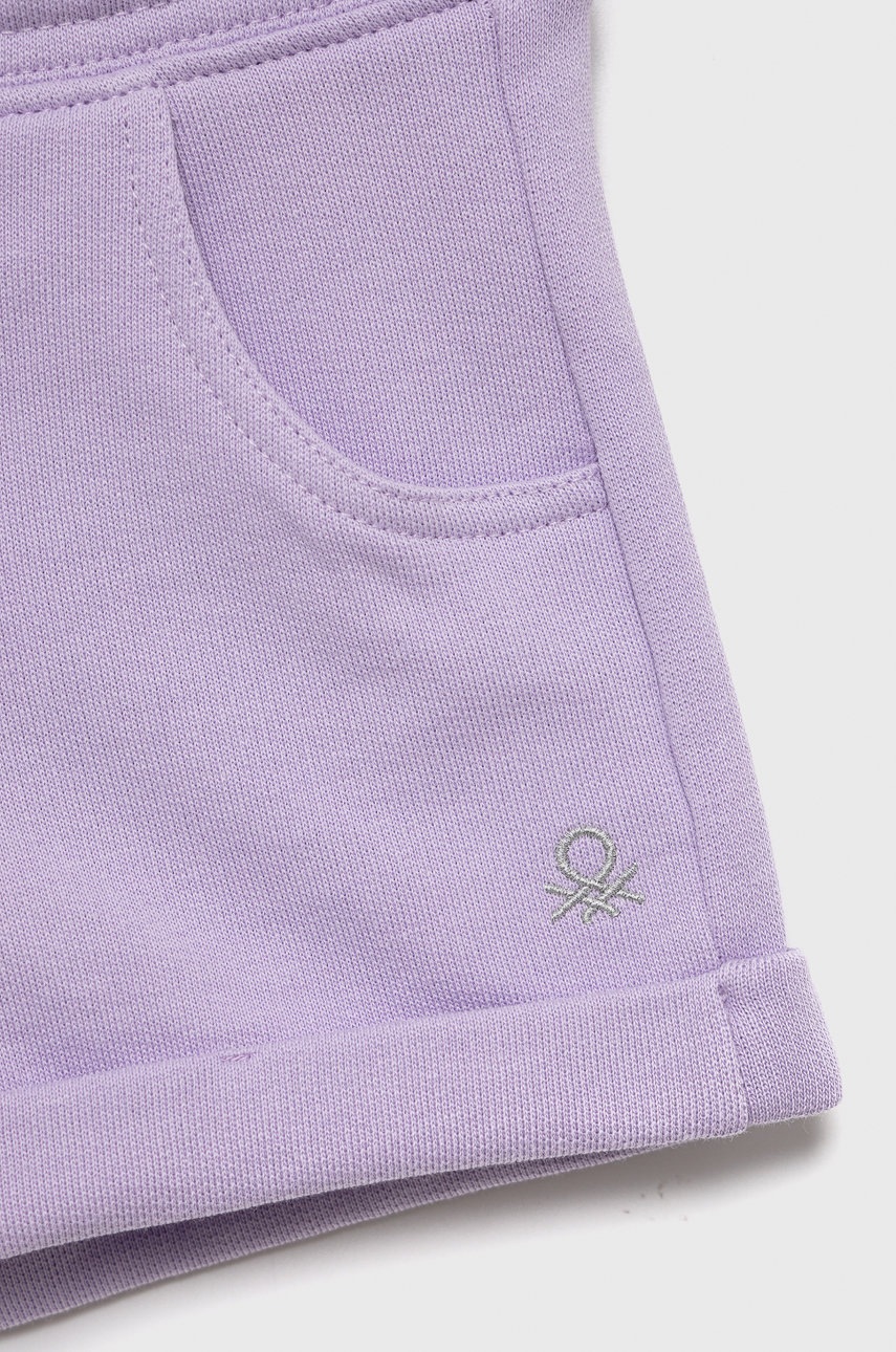 

Дитячі бавовняні шорти United Colors of Benetton колір фіолетовий однотонні регульована талія