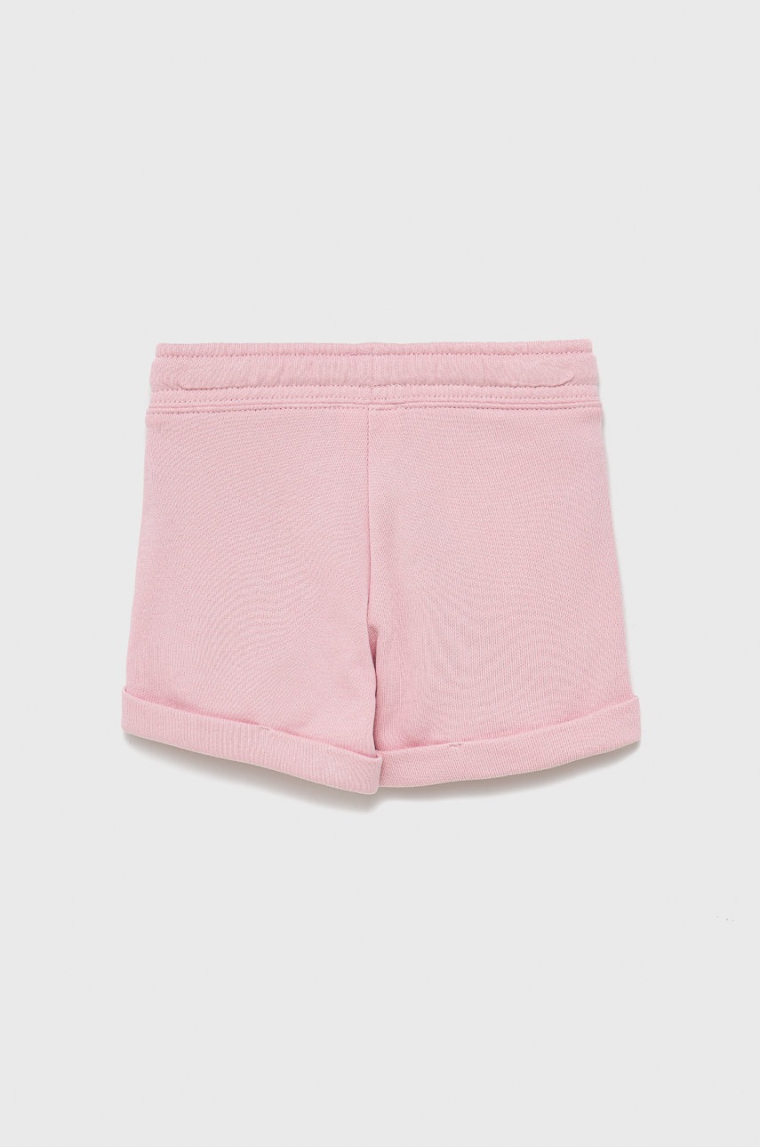 

Детские хлопковые шорты United Colors of Benetton цвет розовый однотонные регулируемая талия