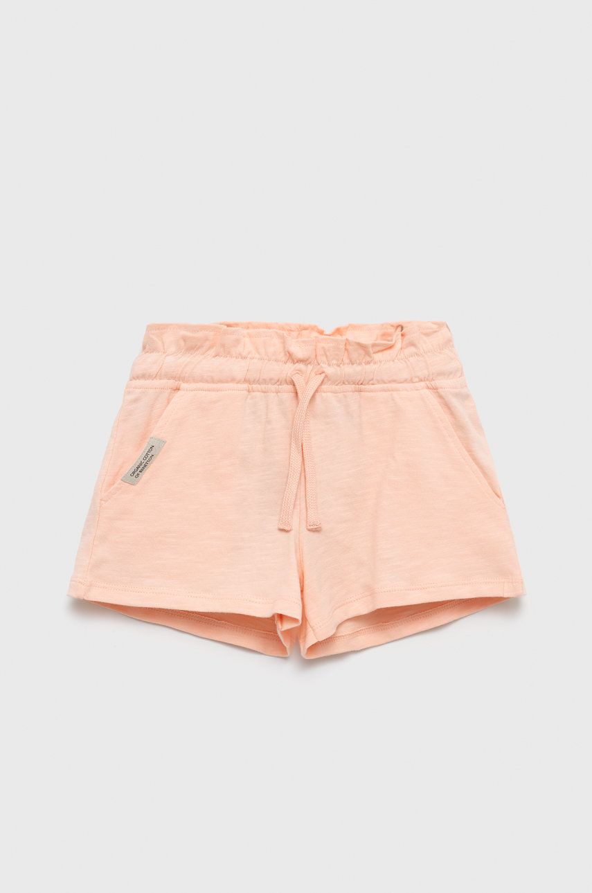 United Colors of Benetton pantaloni scurți din bumbac pentru copii culoarea roz, neted