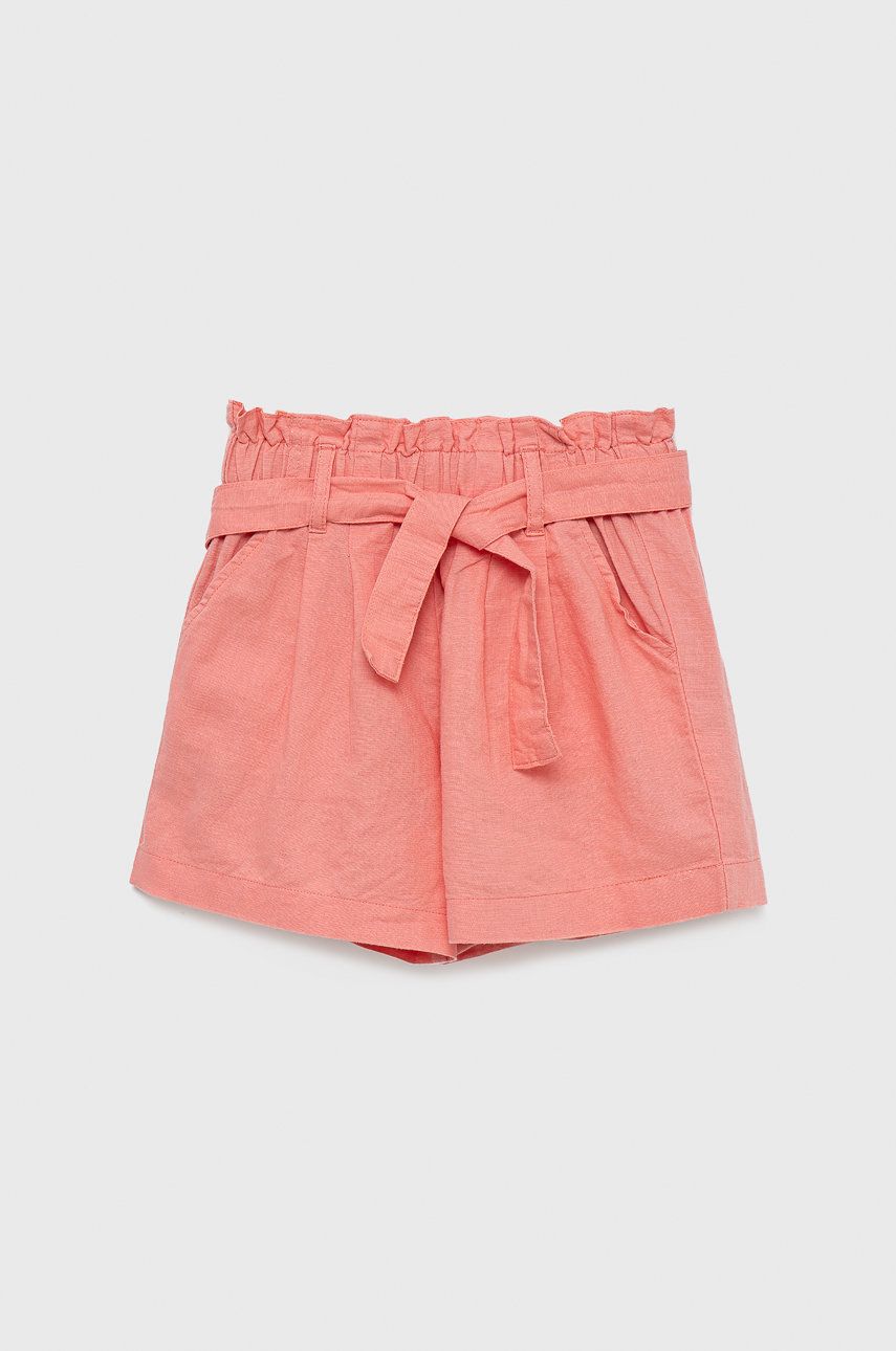E-shop Dětské plátěné šortky United Colors of Benetton růžová barva,