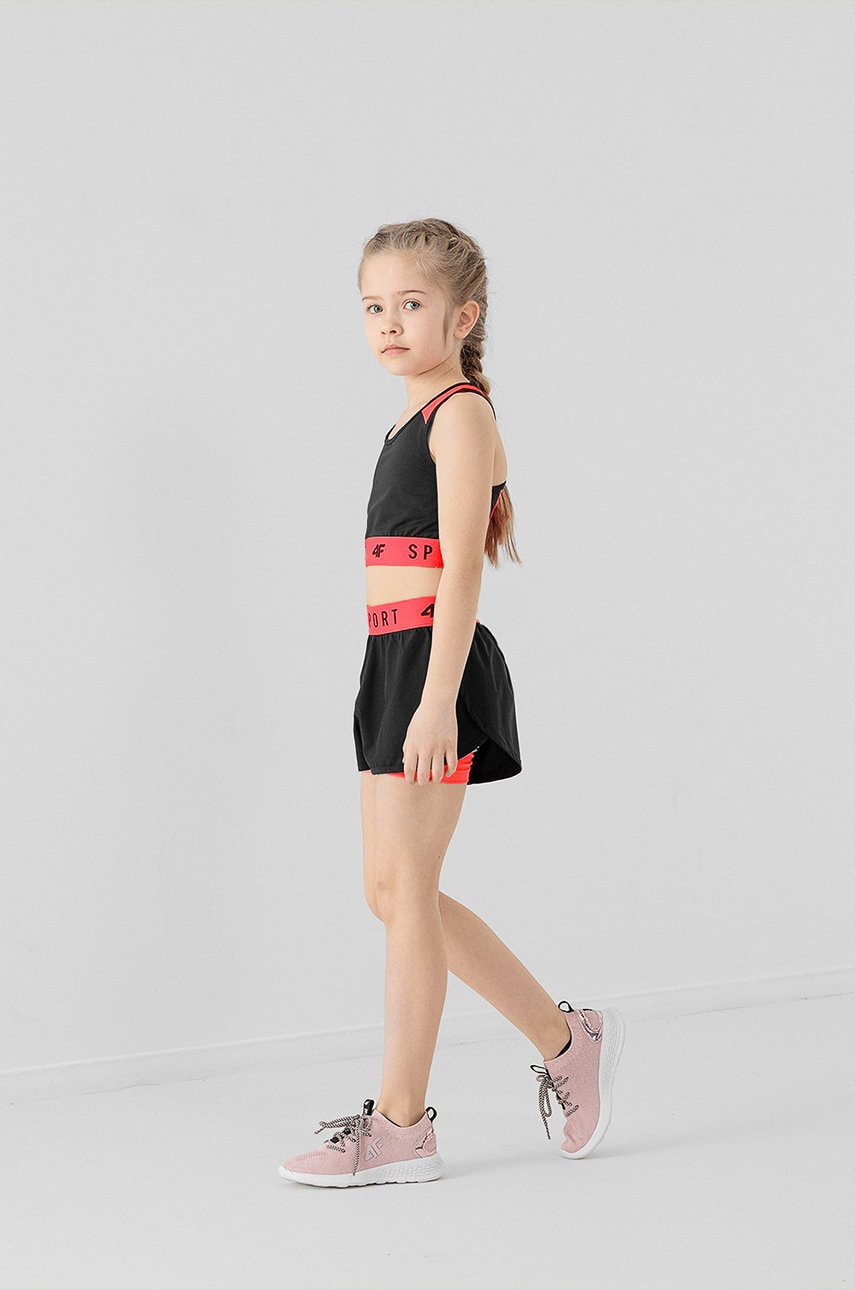 4F pantaloni scurti copii culoarea negru, cu imprimeu