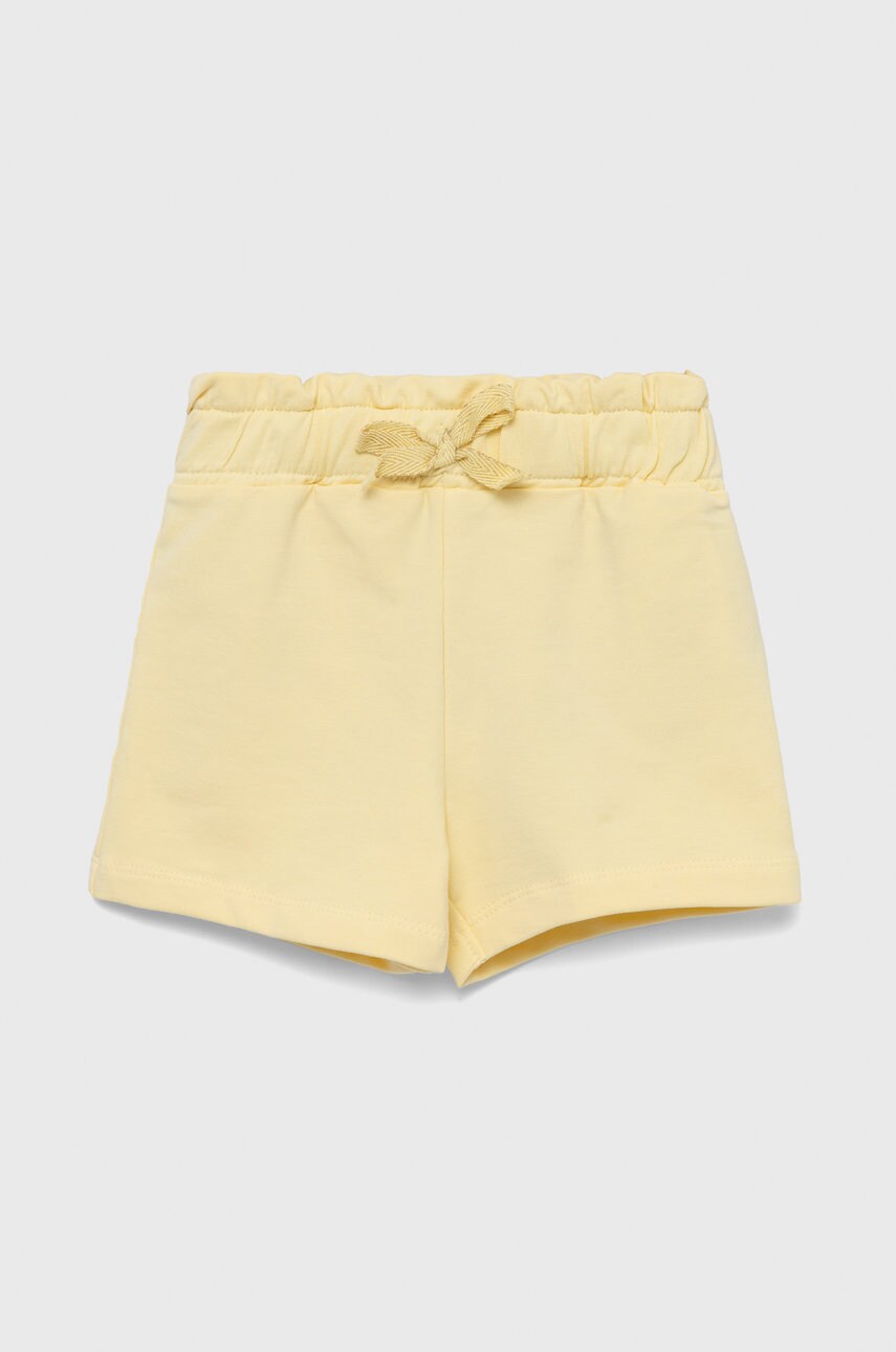 Name It pantaloni scurti copii culoarea galben, neted