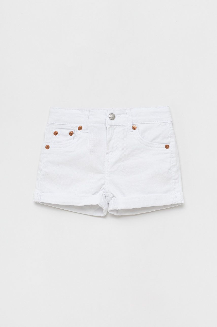 Dětské riflové kraťasy Levi′s bílá barva, hladké - bílá -  100% Bavlna