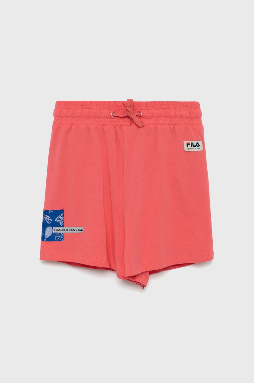 Fila pantaloni scurti copii culoarea portocaliu, cu imprimeu, talie reglabila