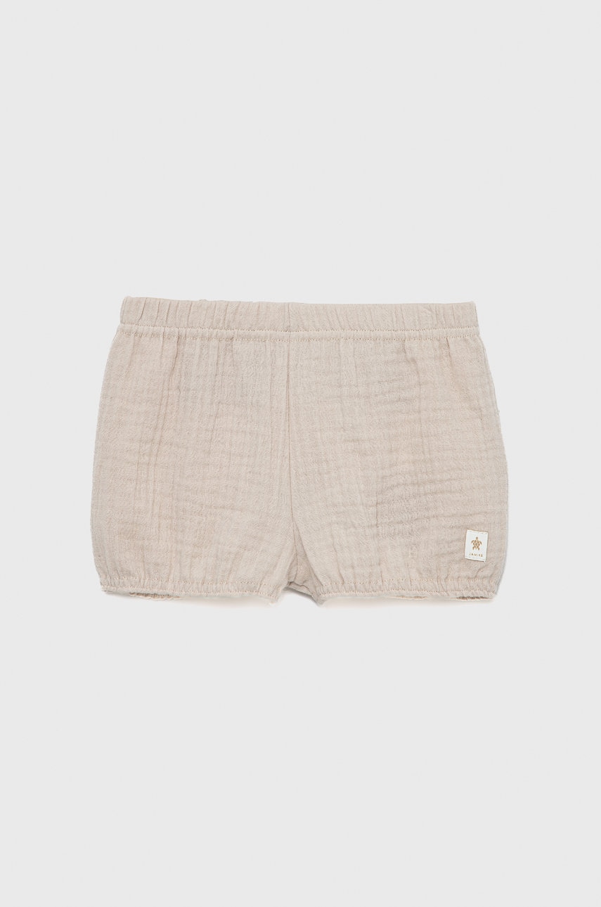 Jamiks pantaloni scurti culoarea bej, neted