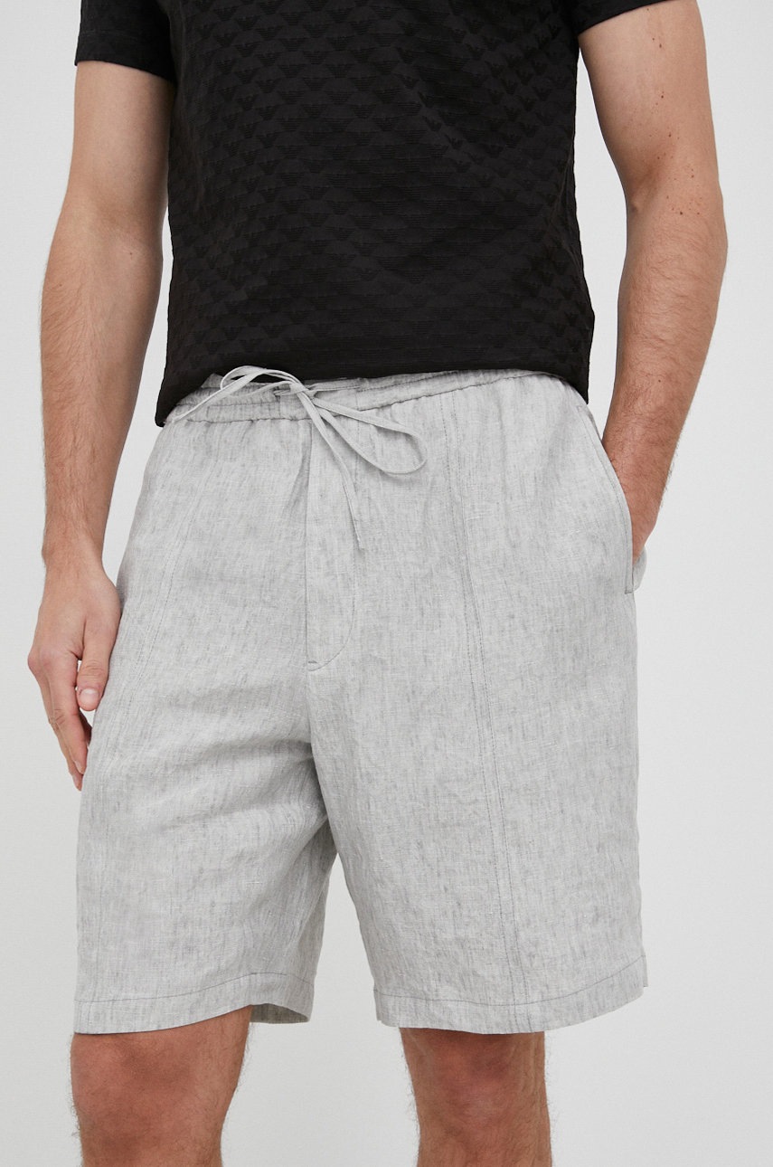 

Льняные шорты Emporio Armani мужское цвет серый