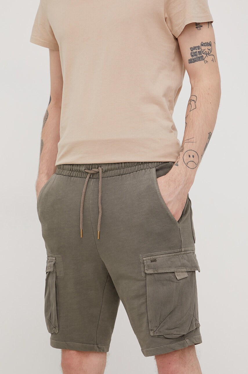 Only & sons pantaloni scurti din bumbac barbati, culoarea verde