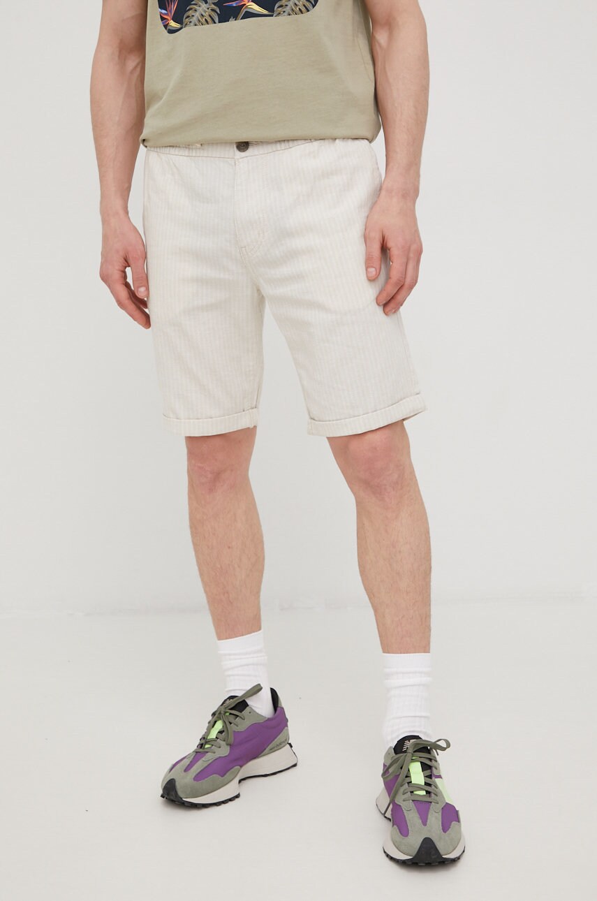 Tom tailor pantaloni scurti din in barbati, culoarea bej