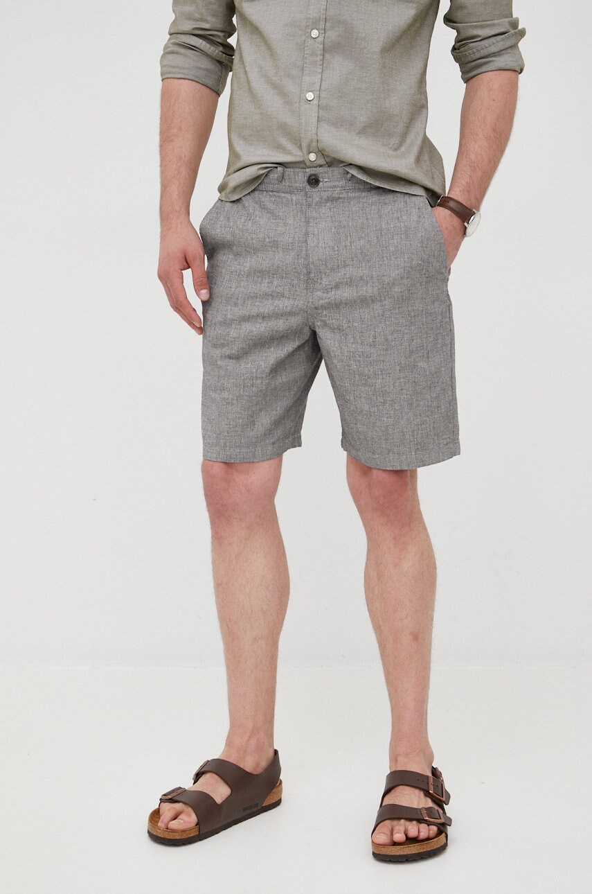 Selected homme pantaloni scurți din amestec de in barbati, culoarea gri